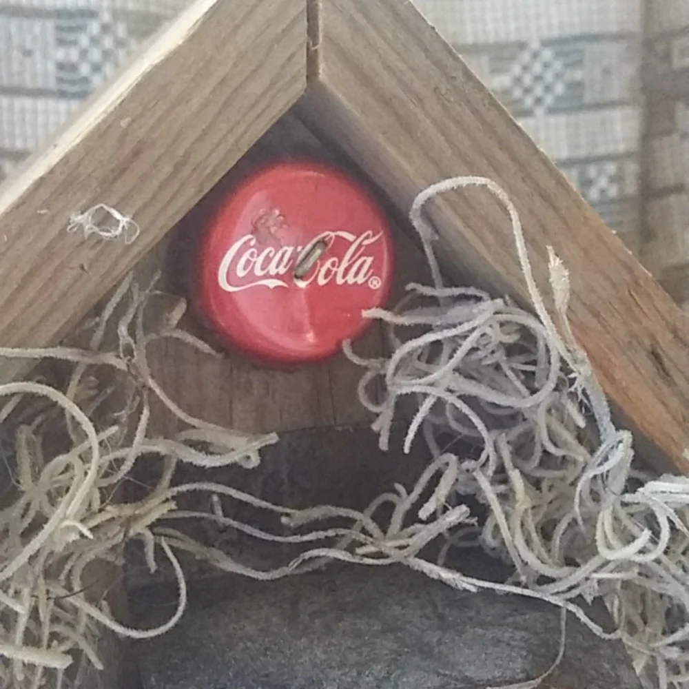 Primitive Handmade Coca Cola Themed Wood Birhouse
